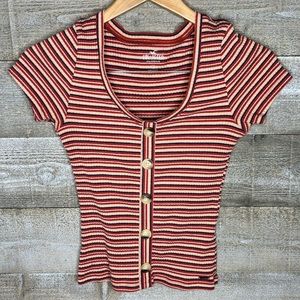 Hollister colorful striped button down shirt small